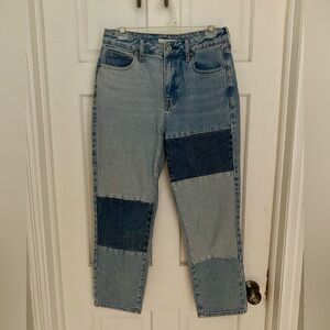 PacSun Patchwork Straight Leg Jeans - Light and Dark Blue